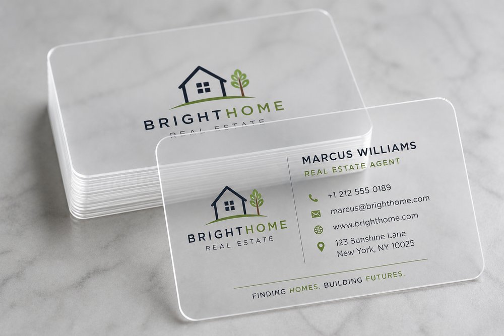 Clear Plastic business cards, Sunny Landscapers design