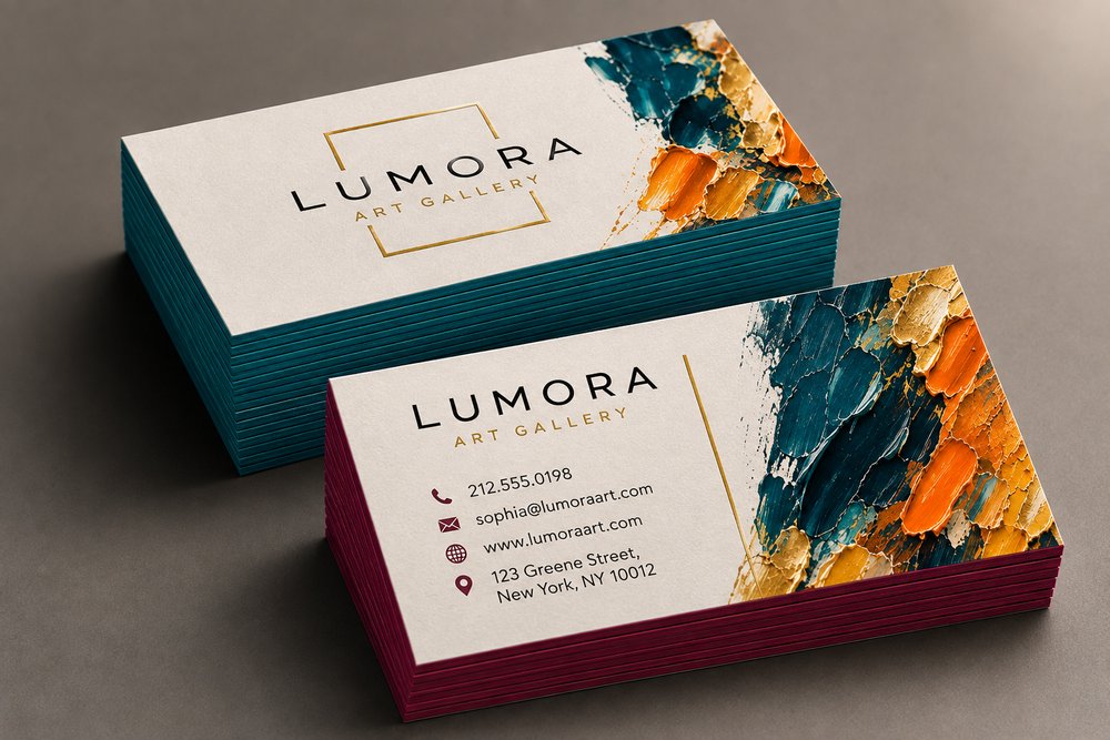 Extra Thick business cards, glossy edge stack