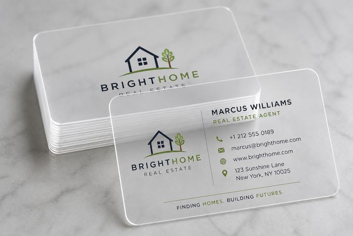 Clear Plastic business card example 1