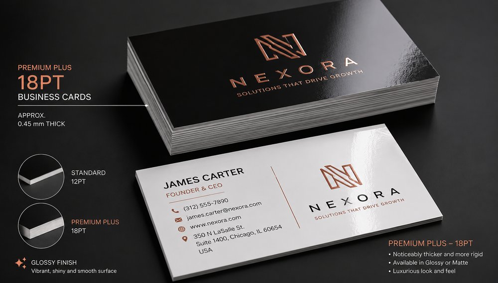 Premium Plus business cards, glossy finish