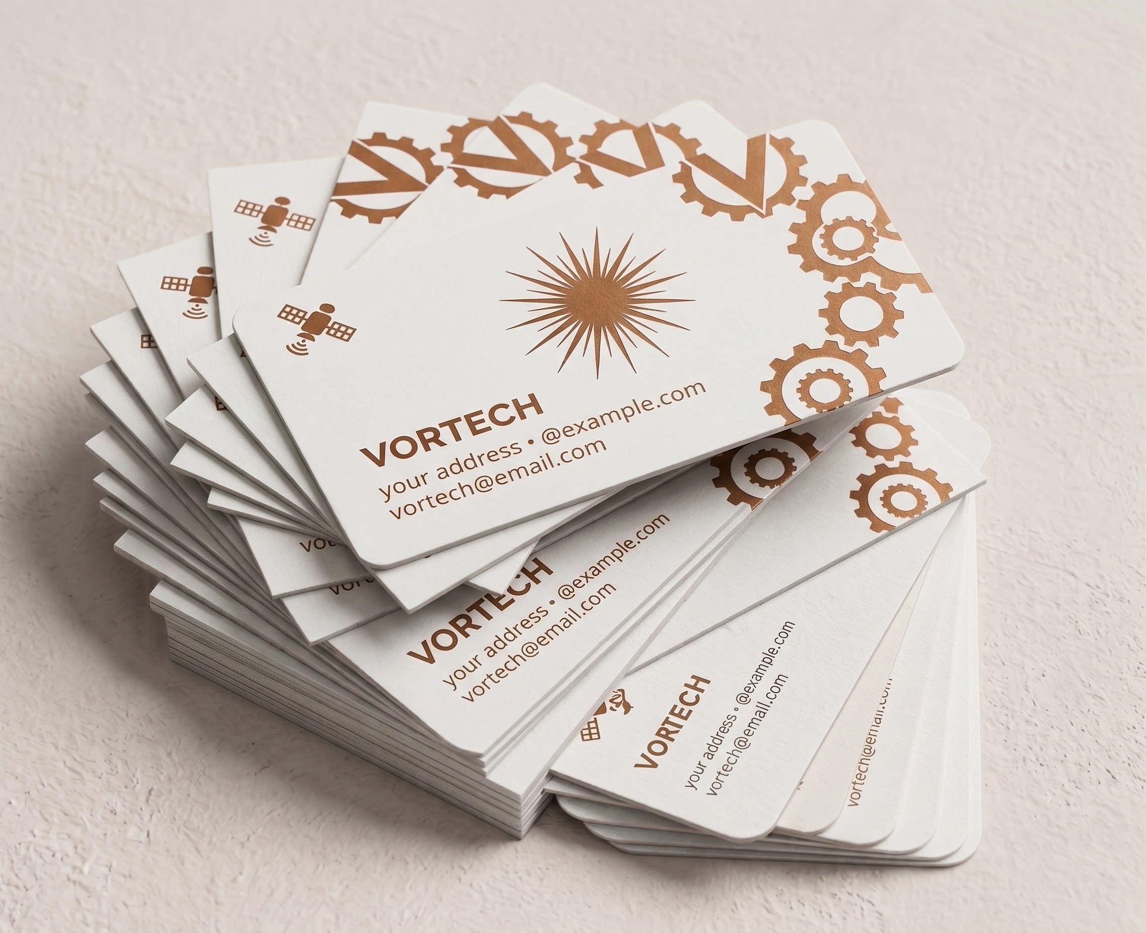 Standard business cards, fanned stack