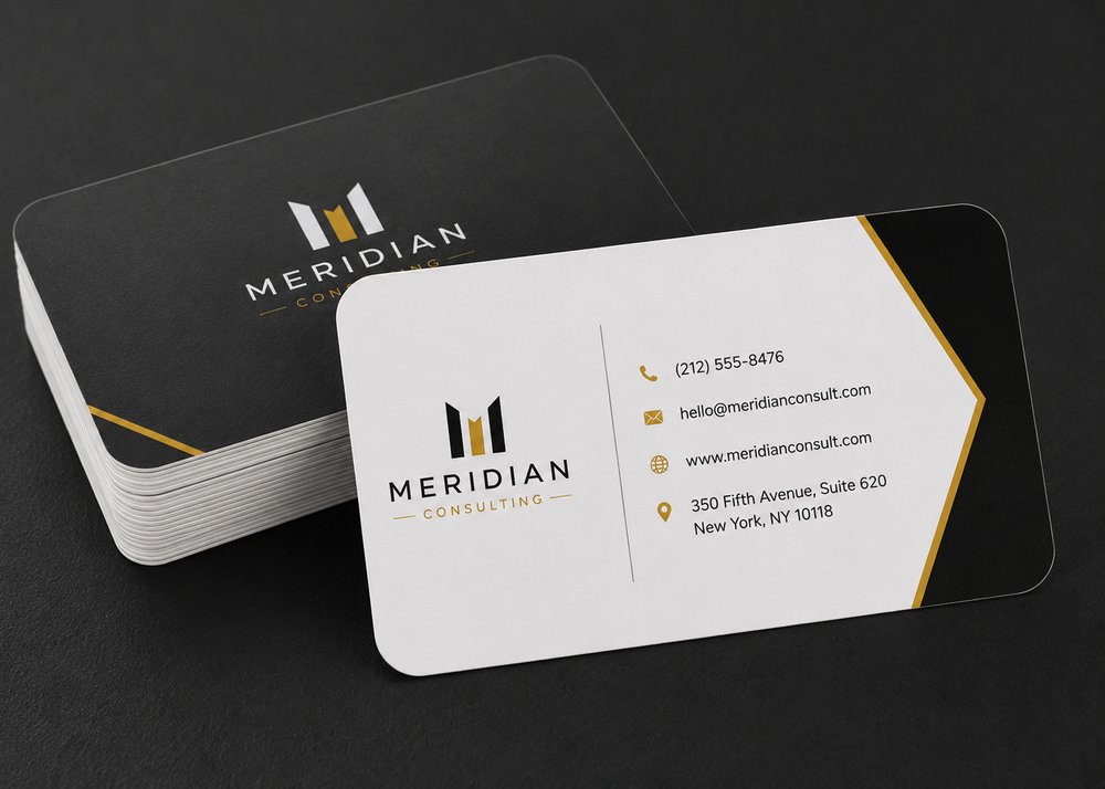 White Plastic business cards, Bright Home real estate design